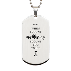 Religious Gifts for Aunt, God Bless You. Christian Silver Dog Tag for Aunt. Christmas Faith Gift for Aunt