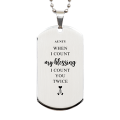 Religious Gifts for Aunty, God Bless You. Christian Silver Dog Tag for Aunty. Christmas Faith Gift for Aunty