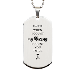 Religious Gifts for Fiancee, God Bless You. Christian Silver Dog Tag for Fiancee. Christmas Faith Gift for Fiancee