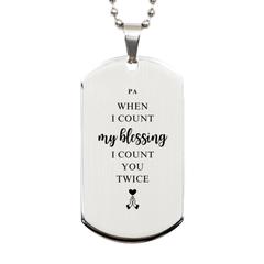 Religious Gifts for Pa, God Bless You. Christian Silver Dog Tag for Pa. Christmas Faith Gift for Pa