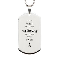 Religious Gifts for Papa, God Bless You. Christian Silver Dog Tag for Papa. Christmas Faith Gift for Papa
