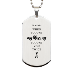 Religious Gifts for Grandpa, God Bless You. Christian Silver Dog Tag for Grandpa. Christmas Faith Gift for Grandpa