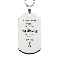 Religious Gifts for Foster Father, God Bless You. Christian Silver Dog Tag for Foster Father. Christmas Faith Gift for Foster Father