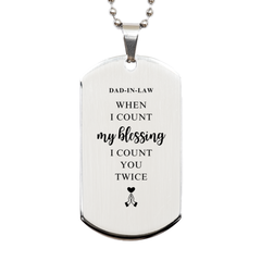 Religious Gifts for Dad-in-law, God Bless You. Christian Silver Dog Tag for Dad-in-law. Christmas Faith Gift for Dad-in-law