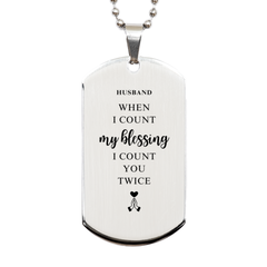 Religious Gifts for Husband, God Bless You. Christian Silver Dog Tag for Husband. Christmas Faith Gift for Husband