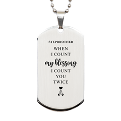 Religious Gifts for Stepbrother, God Bless You. Christian Silver Dog Tag for Stepbrother. Christmas Faith Gift for Stepbrother