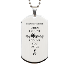 Religious Gifts for Granddaughter, God Bless You. Christian Silver Dog Tag for Granddaughter. Christmas Faith Gift for Granddaughter