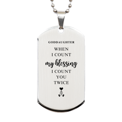 Religious Gifts for Goddaughter, God Bless You. Christian Silver Dog Tag for Goddaughter. Christmas Faith Gift for Goddaughter