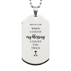 Religious Gifts for Son In Law, God Bless You. Christian Silver Dog Tag for Son In Law. Christmas Faith Gift for Son In Law