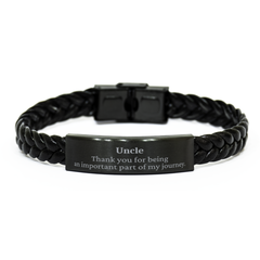 Uncle Appreciation Gifts, Thank you for being an important part, Thank You Braided Leather Bracelet for Uncle, Birthday Unique Gifts for Uncle