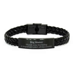 Big Sister Appreciation Gifts, Thank you for being an important part, Thank You Braided Leather Bracelet for Big Sister, Birthday Unique Gifts for Big Sister