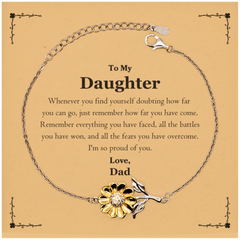 To My Daughter Inspirational Sunflower Bracelet, I'm so proud of you, Daughter Birthday Supporting Gifts From Dad