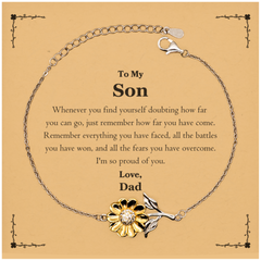 To My Son Inspirational Sunflower Bracelet, I'm so proud of you, Son Birthday Supporting Gifts From Dad
