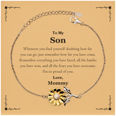 To My Son Inspirational Sunflower Bracelet, I'm so proud of you, Son Birthday Supporting Gifts From Mommy
