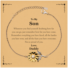 To My Son Inspirational Sunflower Bracelet, I'm so proud of you, Son Birthday Supporting Gifts From Daddy