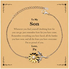 To My Son Inspirational Sunflower Bracelet, I'm so proud of you, Son Birthday Supporting Gifts From Pa