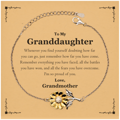 To My Granddaughter Inspirational Sunflower Bracelet, I'm so proud of you, Granddaughter Birthday Supporting Gifts From Grandmother