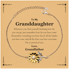 To My Granddaughter Inspirational Sunflower Bracelet, I'm so proud of you, Granddaughter Birthday Supporting Gifts From Grandfather