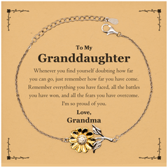 To My Granddaughter Inspirational Sunflower Bracelet, I'm so proud of you, Granddaughter Birthday Supporting Gifts From Grandma