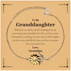 To My Granddaughter Inspirational Sunflower Bracelet, I'm so proud of you, Granddaughter Birthday Supporting Gifts From Grandpa