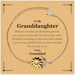 To My Granddaughter Inspirational Sunflower Bracelet, I'm so proud of you, Granddaughter Birthday Supporting Gifts From Granddad