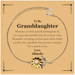 To My Granddaughter Inspirational Sunflower Bracelet, I'm so proud of you, Granddaughter Birthday Supporting Gifts From Abuelo