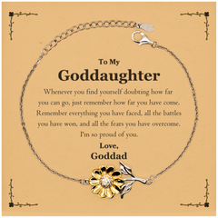 To My Goddaughter Inspirational Sunflower Bracelet, I'm so proud of you, Goddaughter Birthday Supporting Gifts From Goddad
