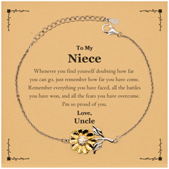 To My Niece Inspirational Sunflower Bracelet, I'm so proud of you, Niece Birthday Supporting Gifts From Uncle