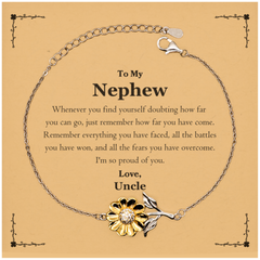 To My Nephew Inspirational Sunflower Bracelet, I'm so proud of you, Nephew Birthday Supporting Gifts From Uncle