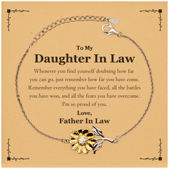 To My Daughter In Law Inspirational Sunflower Bracelet, I'm so proud of you, Daughter In Law Birthday Supporting Gifts From Father In Law