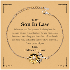 To My Son In Law Inspirational Sunflower Bracelet, I'm so proud of you, Son In Law Birthday Supporting Gifts From Father In Law