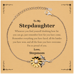 To My Stepdaughter Inspirational Sunflower Bracelet, I'm so proud of you, Stepdaughter Birthday Supporting Gifts From Stepmom