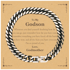 To My Godson Inspirational Cuban Link Chain Bracelet, I'm so proud of you, Godson Birthday Supporting Gifts From Godmother