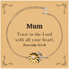 Christian Mum Gifts, Trust in the Lord with all your heart, Bible Verse Scripture Sunflower Bracelet, Baptism Confirmation Gifts for Mum