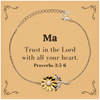 Christian Ma Gifts, Trust in the Lord with all your heart, Bible Verse Scripture Sunflower Bracelet, Baptism Confirmation Gifts for Ma