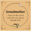 Christian Grandmother Gifts, Trust in the Lord with all your heart, Bible Verse Scripture Sunflower Bracelet, Baptism Confirmation Gifts for Grandmother
