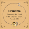 Christian Grandma Gifts, Trust in the Lord with all your heart, Bible Verse Scripture Sunflower Bracelet, Baptism Confirmation Gifts for Grandma