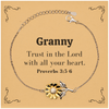 Christian Granny Gifts, Trust in the Lord with all your heart, Bible Verse Scripture Sunflower Bracelet, Baptism Confirmation Gifts for Granny