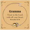Christian Gramma Gifts, Trust in the Lord with all your heart, Bible Verse Scripture Sunflower Bracelet, Baptism Confirmation Gifts for Gramma