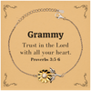 Christian Grammy Gifts, Trust in the Lord with all your heart, Bible Verse Scripture Sunflower Bracelet, Baptism Confirmation Gifts for Grammy