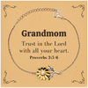 Christian Grandmom Gifts, Trust in the Lord with all your heart, Bible Verse Scripture Sunflower Bracelet, Baptism Confirmation Gifts for Grandmom