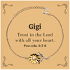Christian Gigi Gifts, Trust in the Lord with all your heart, Bible Verse Scripture Sunflower Bracelet, Baptism Confirmation Gifts for Gigi