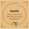 Christian Auntie Gifts, Trust in the Lord with all your heart, Bible Verse Scripture Sunflower Bracelet, Baptism Confirmation Gifts for Auntie