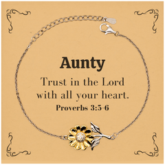 Christian Aunty Gifts, Trust in the Lord with all your heart, Bible Verse Scripture Sunflower Bracelet, Baptism Confirmation Gifts for Aunty