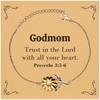Christian Godmom Gifts, Trust in the Lord with all your heart, Bible Verse Scripture Sunflower Bracelet, Baptism Confirmation Gifts for Godmom