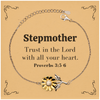 Christian Stepmother Gifts, Trust in the Lord with all your heart, Bible Verse Scripture Sunflower Bracelet, Baptism Confirmation Gifts for Stepmother