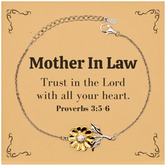 Christian Mother In Law Gifts, Trust in the Lord with all your heart, Bible Verse Scripture Sunflower Bracelet, Baptism Confirmation Gifts for Mother In Law
