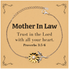 Christian Mother In Law Gifts, Trust in the Lord with all your heart, Bible Verse Scripture Sunflower Bracelet, Baptism Confirmation Gifts for Mother In Law