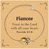 Christian Fiancee Gifts, Trust in the Lord with all your heart, Bible Verse Scripture Sunflower Bracelet, Baptism Confirmation Gifts for Fiancee