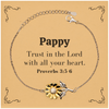 Christian Pappy Gifts, Trust in the Lord with all your heart, Bible Verse Scripture Sunflower Bracelet, Baptism Confirmation Gifts for Pappy